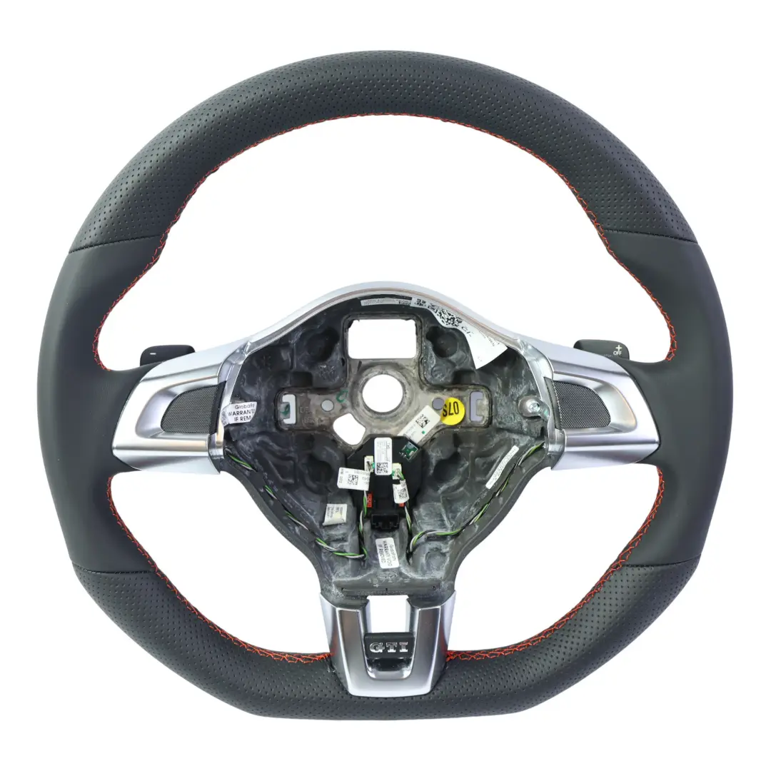 Mk5 6R GTI Steering Wheel NEW Black Leather Flat Bottom to VW Polo with Part number 5K0419091AE VW Polo Mk5 6R GTI Steering Wheel NEW Black Leather Flat Bottom - SKU 5K0419091AE-1 - Part number 5K0419091AE