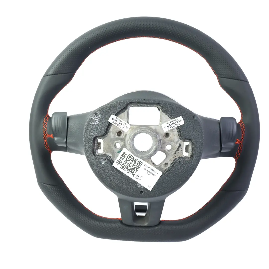 Mk5 6R GTI Steering Wheel NEW Black Leather Flat Bottom to VW Polo with Part number 5K0419091AE VW Polo Mk5 6R GTI Steering Wheel NEW Black Leather Flat Bottom - SKU 5K0419091AE-1 - Part number 5K0419091AE