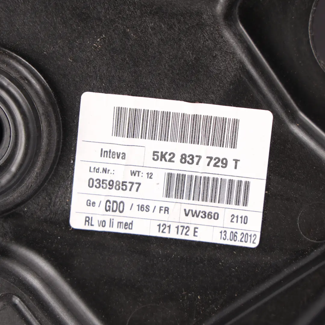 Volkswagen Golf Mk6 Window Regulator Panel Front Left N/S - SKU 5K2837729T - Part number 5K2837729T
