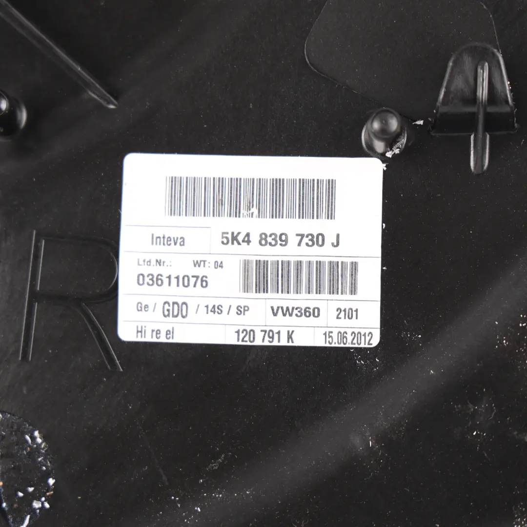 Volkswagen Golf Mk6 Door Window Lifter Regulator Rear Right O/S - SKU 5K4839730J - Part number 5K4839730J