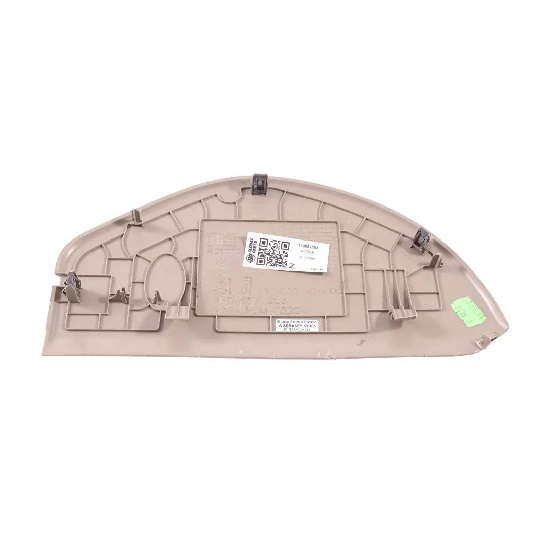 Copertura Pannello Cruscotto Sinistra Beige Sabbia per Skoda Yeti 5L con numero di parte 5L0857503 Skoda Yeti 5L Copertura Pannello Cruscotto Sinistra Beige Sabbia - SKU 5L0857503 - Numero di parte 5L0857503