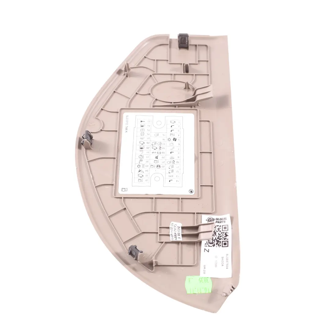 Copertura Pannello Cruscotto Destro Beige Sabbia per Skoda Yeti con numero di parte 5L0857504 Skoda Yeti Copertura Pannello Cruscotto Destro Beige Sabbia - SKU 5L0857504 - Numero di parte 5L0857504
