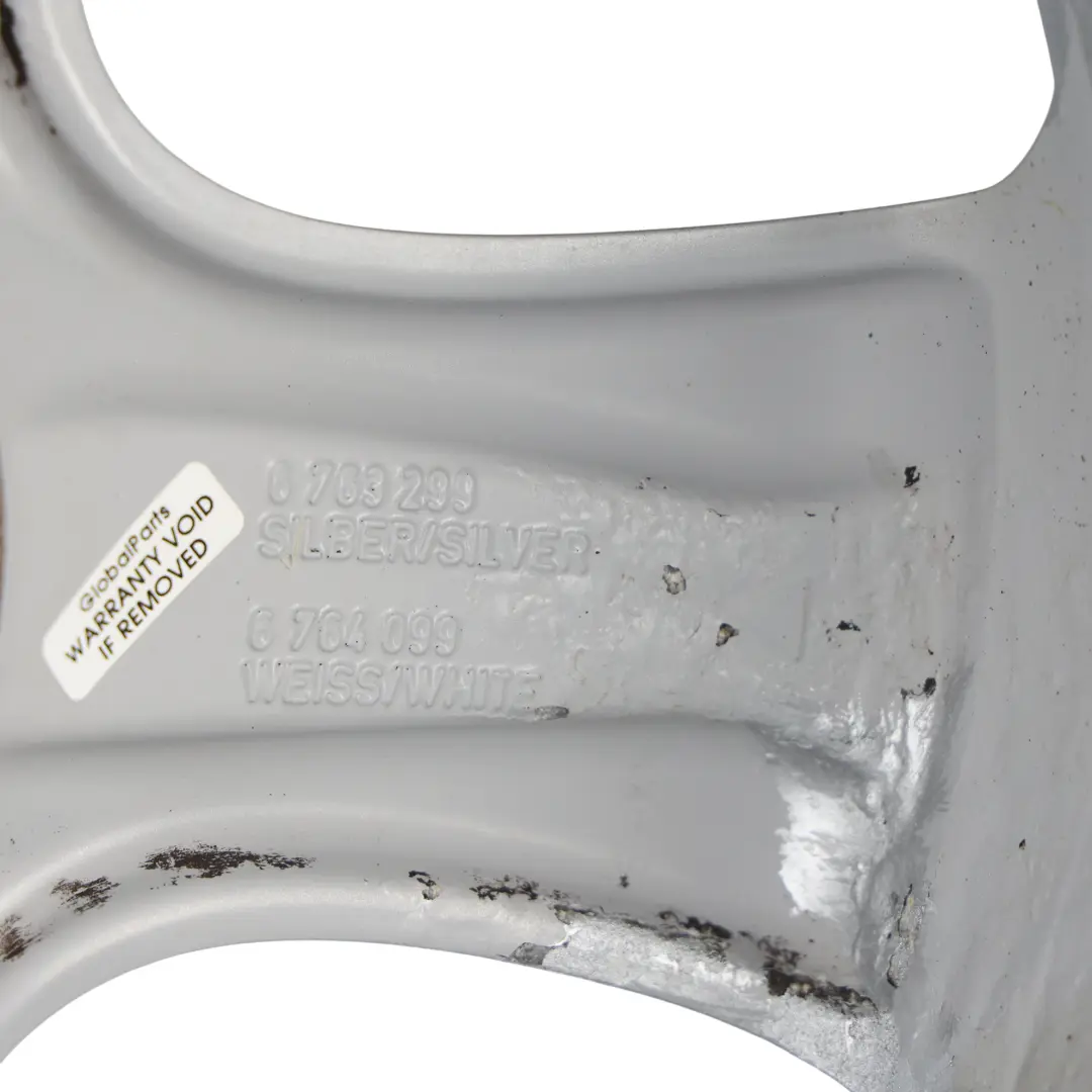 Alloy Rim 17" 7J ET:48 5-Star 91 to Mini Cooper One R50 R52 R53 Silver Wheel with Part number 6763299 Mini Cooper One R50 R52 R53 Silver Wheel Alloy Rim 17" 7J ET:48 5-Star 91 - SKU 6763299-1 - Part number 6763299