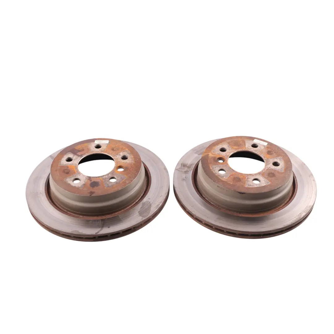 Ventilated Brake Disc Set to BMW E84 E87 LCI E90 E91 E93 Rear Wheel with Part number 6864901 BMW E84 E87 LCI E90 E91 E93 Rear Wheel Ventilated Brake Disc Set - SKU 6864901-2 - Part number 6864901