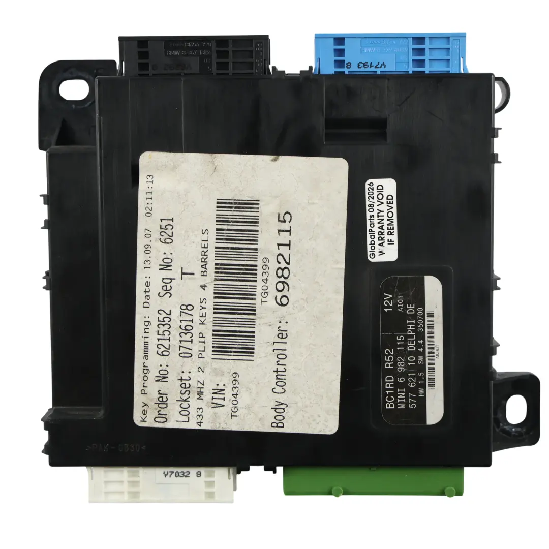 Unidad Control Carrocería Módulo BCM BC1 RD ECU para Mini R52 Convertible con número de pieza 6982115 Mini R52 Convertible Unidad Control Carrocería Módulo BCM BC1 RD ECU - SKU 6982115-1 - Número de pieza 6982115