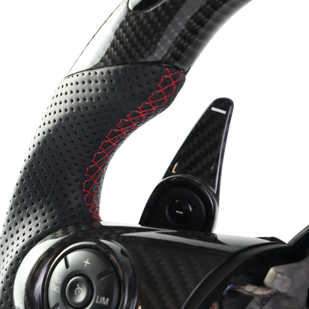 Mini Cooper S JCW F56 Volante Pelle Carbonio Fondo Piatto LED Cambio Paddle - SKU 6996049-4 - Numero di parte 6996049