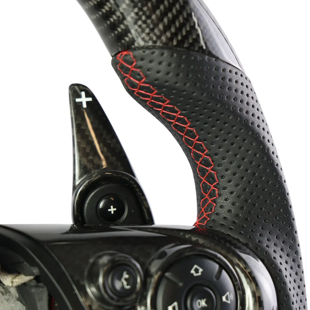 Mini Cooper S JCW F56 Volante Pelle Carbonio Fondo Piatto LED Cambio Paddle - SKU 6996049-4 - Numero di parte 6996049
