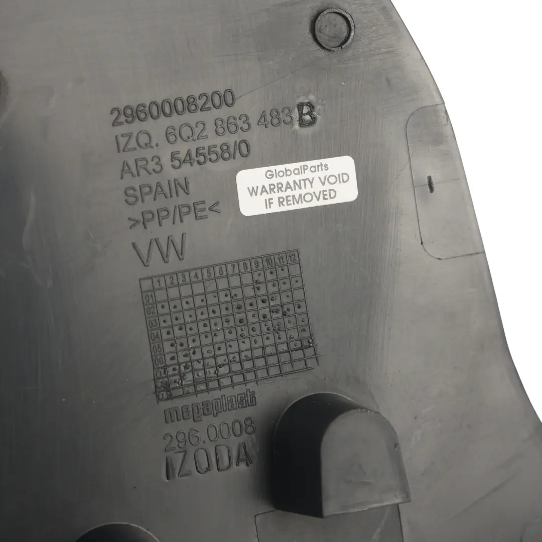 Listwa Próg Słupek A Przednia Lewa do Volkswagen Polo 9N o numerze 6Q2863483B Volkswagen Polo 9N Listwa Próg Słupek A Przednia Lewa - SKU 6Q2863483B - Numer Części 6Q2863483B