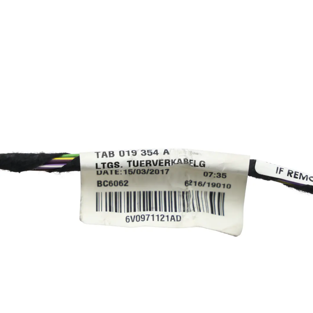 Skoda Fabia Mk3 NJ Front Door Wiring Loom Harness Passenger Side - SKU 6V0971121AD - Part number 6V0971121AD