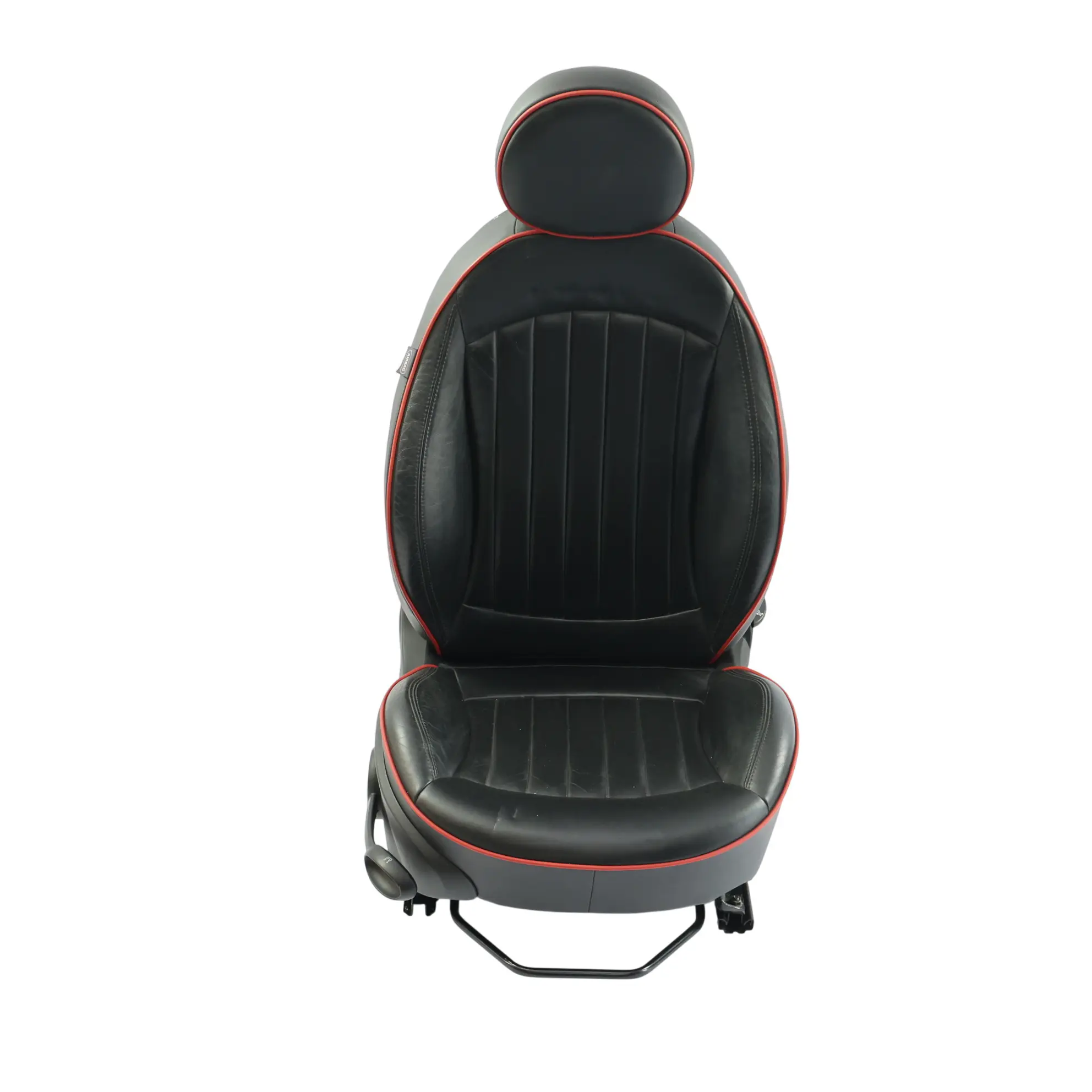 Mini R57 Front Seat Heated Right O/S JCW Sport Leather Carbon Black Red Piping