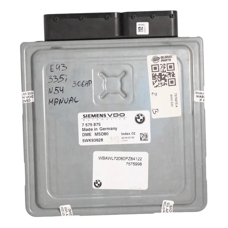 BMW E90 E91 E93 335i N54 306HP Engine Control Unit Module ECU 7575875 Manual