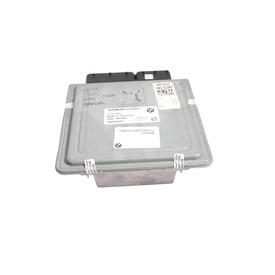 N54 306HP Engine Control Unit Module ECU Manual to BMW E90 E91 E93 335i with Part number 7575875 BMW E90 E91 E93 335i N54 306HP Engine Control Unit Module ECU Manual - SKU 7575875-4 - Part number 7575875
