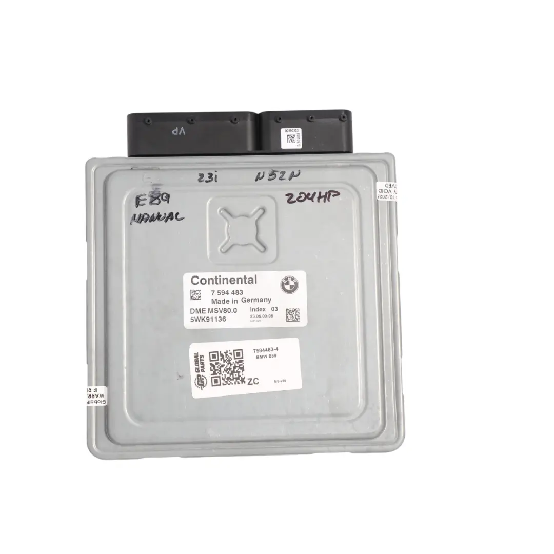 BMW Z4 E89 23i N52N 204HP N52B25A Engine ECU DME Kit CAS3 Key Manual - SKU 7594483-4 - Part number 7594483