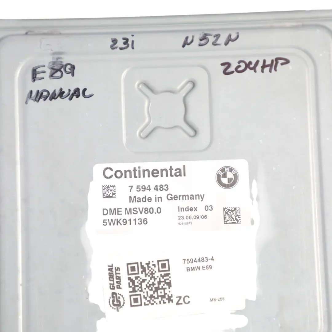 BMW Z4 E89 23i N52N 204HP N52B25A Engine ECU DME Kit CAS3 Key Manual - SKU 7594483-4 - Part number 7594483