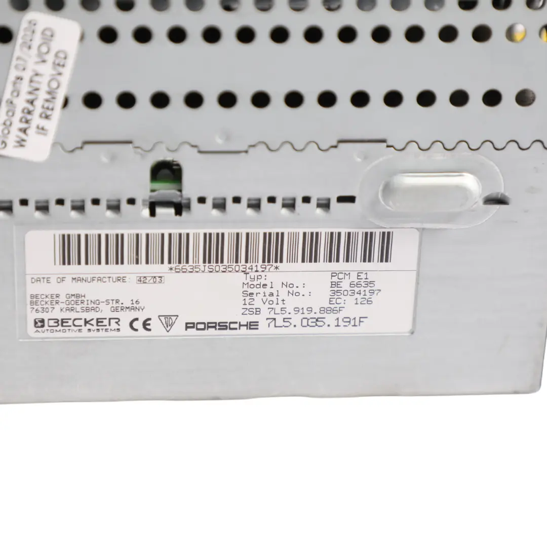 Porsche Cayenne Turbo 955 Radio GPS Navigation Head Unit - SKU 7L5035191F - Part number 7L5035191F
