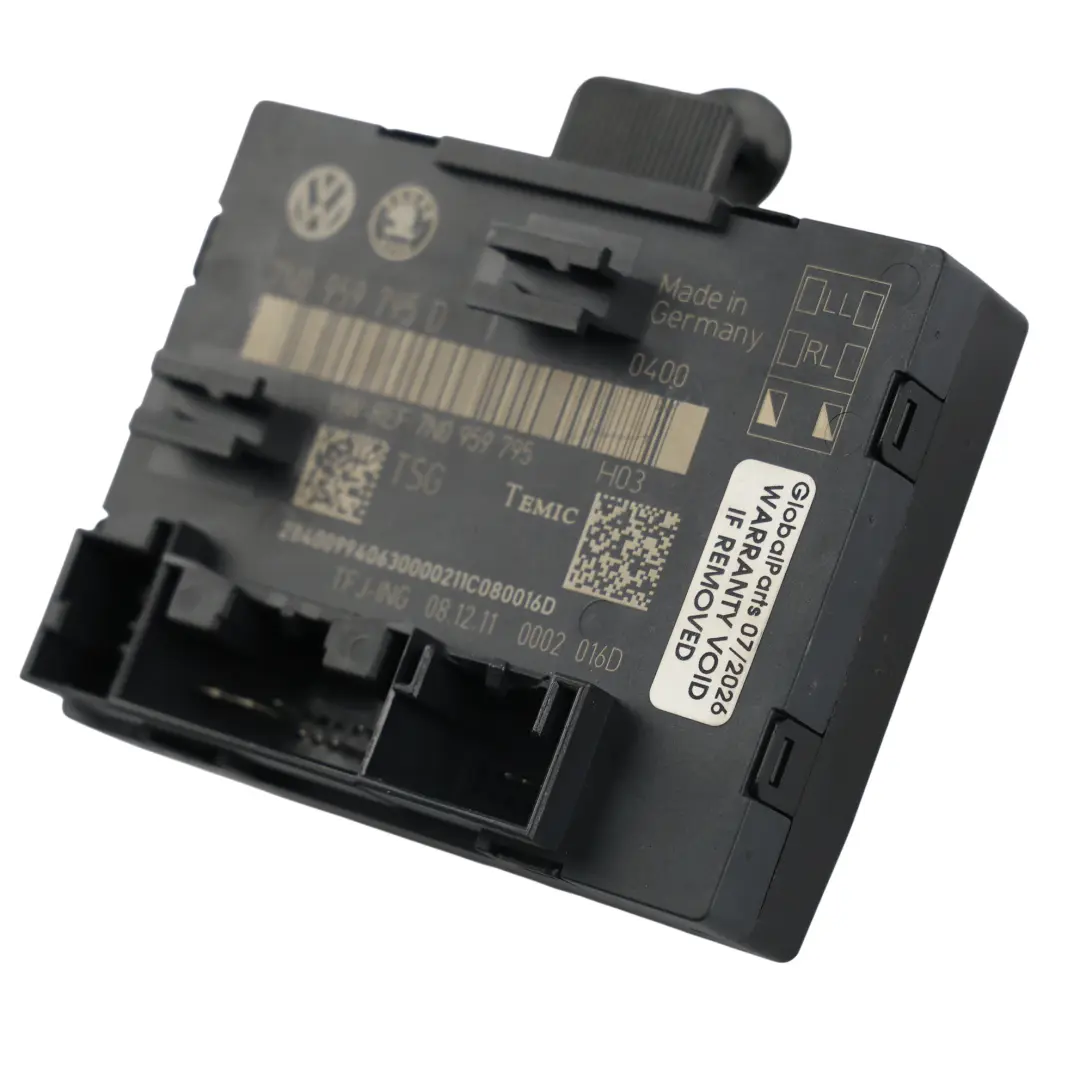 Modulo Controllo Porta Posteriore Sinistro Destro per Skoda Yeti 5L con numero di parte 7N0959795D Skoda Yeti 5L Modulo Controllo Porta Posteriore Sinistro Destro - SKU 7N0959795D - Numero di parte 7N0959795D