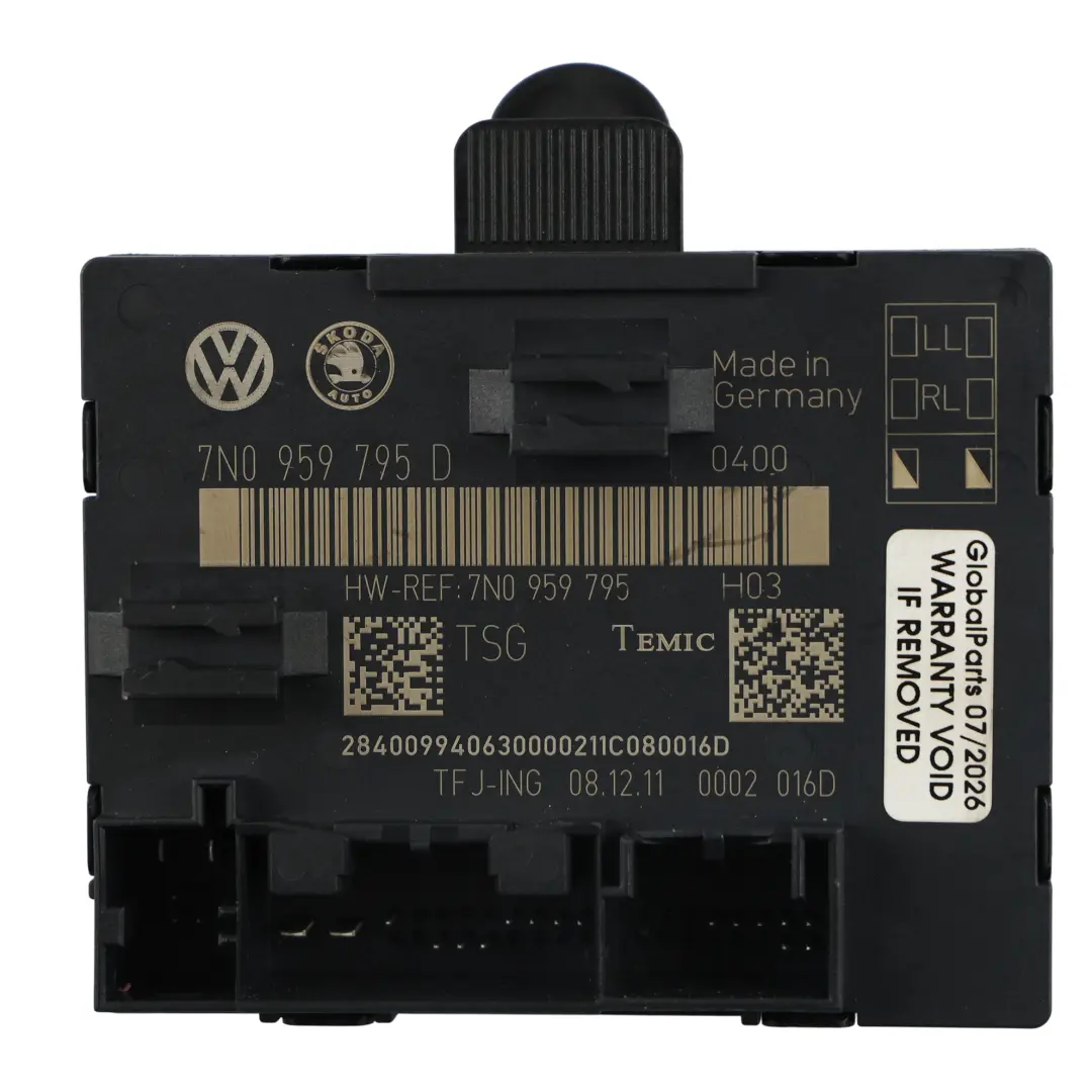 Skoda Yeti 5L Modulo Controllo Porta Posteriore Sinistro Destro - SKU 7N0959795D - Numero di parte 7N0959795D