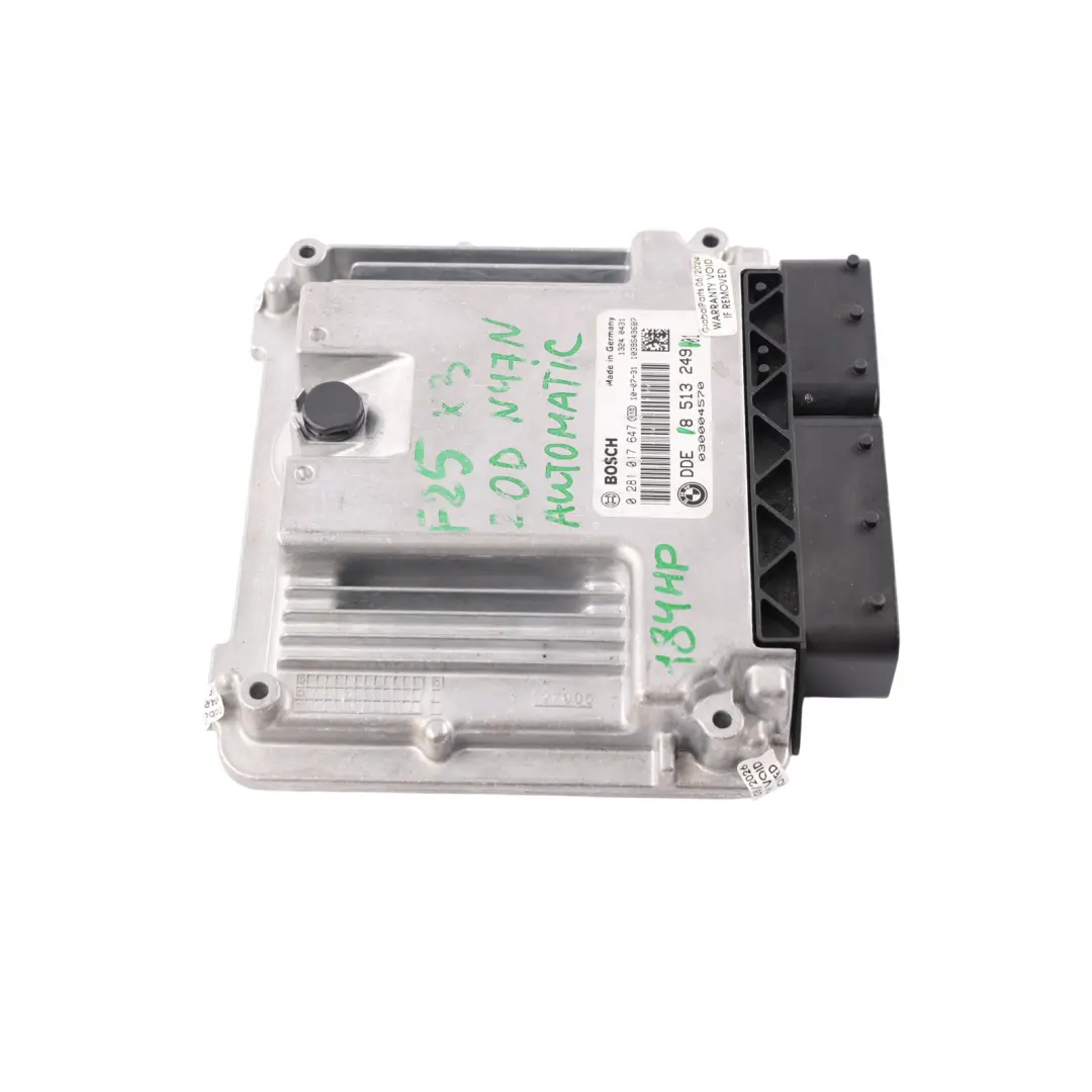 BMW X3 F25 20dX Diesel N47N 184HP Engine Module ECU DDE Automatic - SKU 8513249 - Part number 8513249