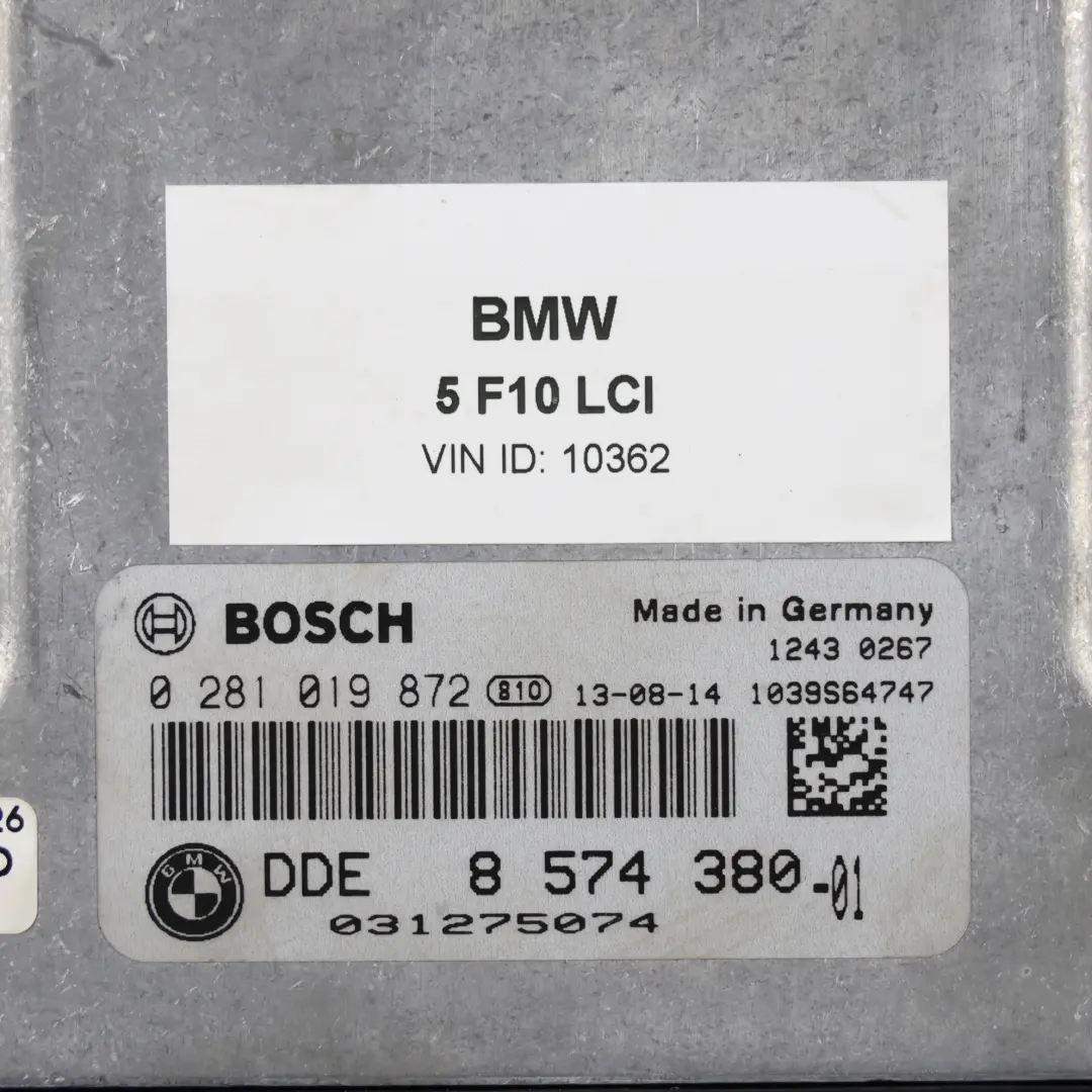 BMW F10 520d N47N 184KM Sterownik Silnika DDE Automat - SKU 8574380 - Numer Części 8574380