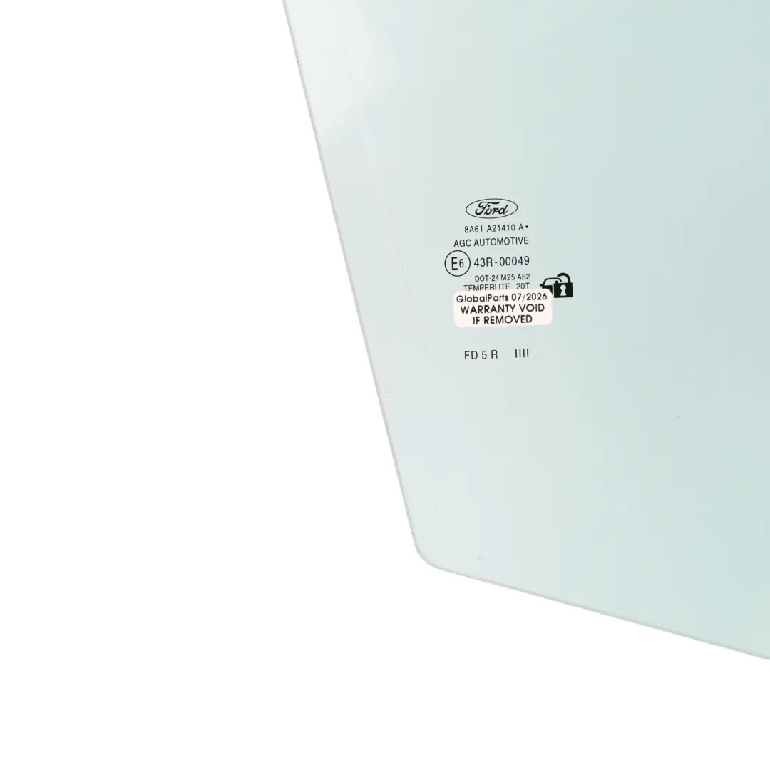 Front Door Side Window Glass Right O/S AS2 to Ford Fiesta Mk7 with Part number 8A61-A21410-AC Ford Fiesta Mk7 Front Door Side Window Glass Right O/S AS2 - SKU 8A61-A21410-AC - Part number 8A61-A21410-AC