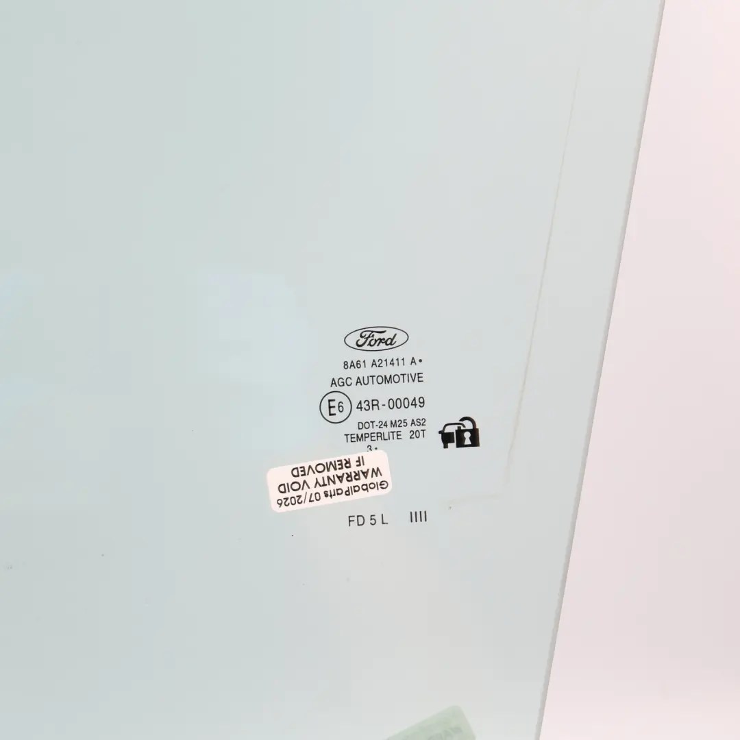 Ford Fiesta Mk7 Front Door Side Window Glass Left N/S AS2 - SKU 8A61-A21411-AC - Part number 8A61-A21411-AC