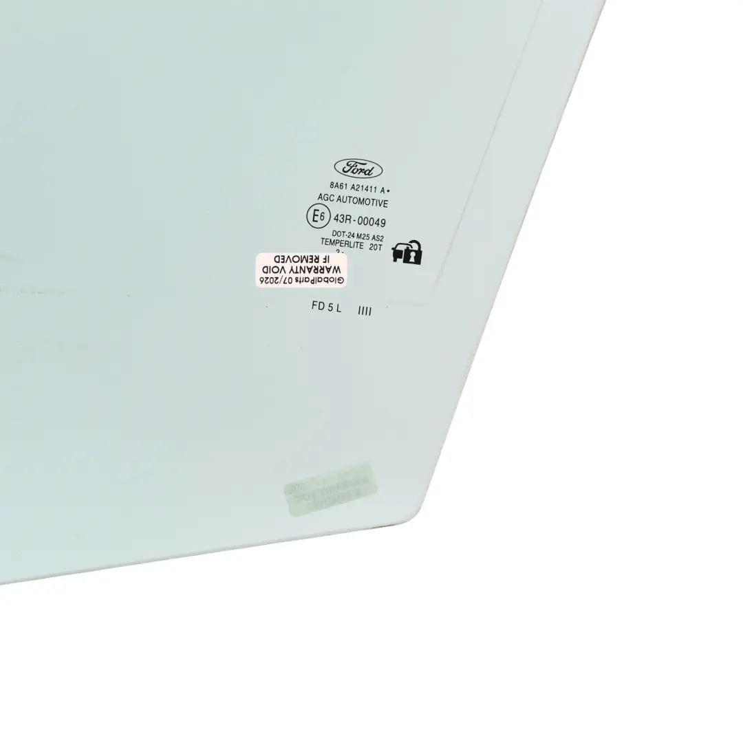Ford Fiesta Mk7 Front Door Side Window Glass Left N/S AS2 - SKU 8A61-A21411-AC - Part number 8A61-A21411-AC