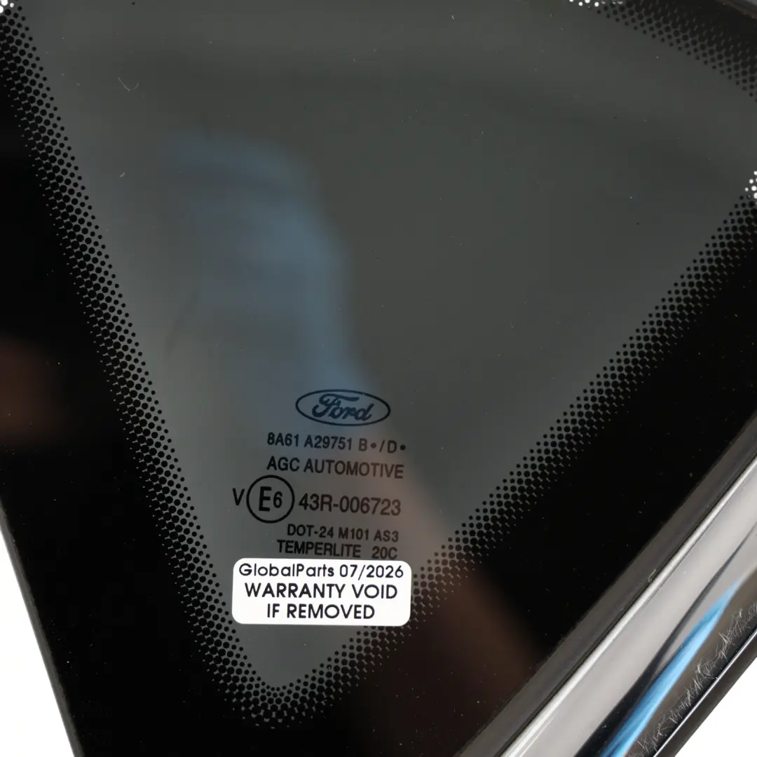 Quarter Side Window Glass Left N/S AS3 Tinted to Ford Fiesta Mk7 Rear with Part number 8A61-A29751-B Ford Fiesta Mk7 Rear Quarter Side Window Glass Left N/S AS3 Tinted - SKU 8A61-A29751-B - Part number 8A61-A29751-B
