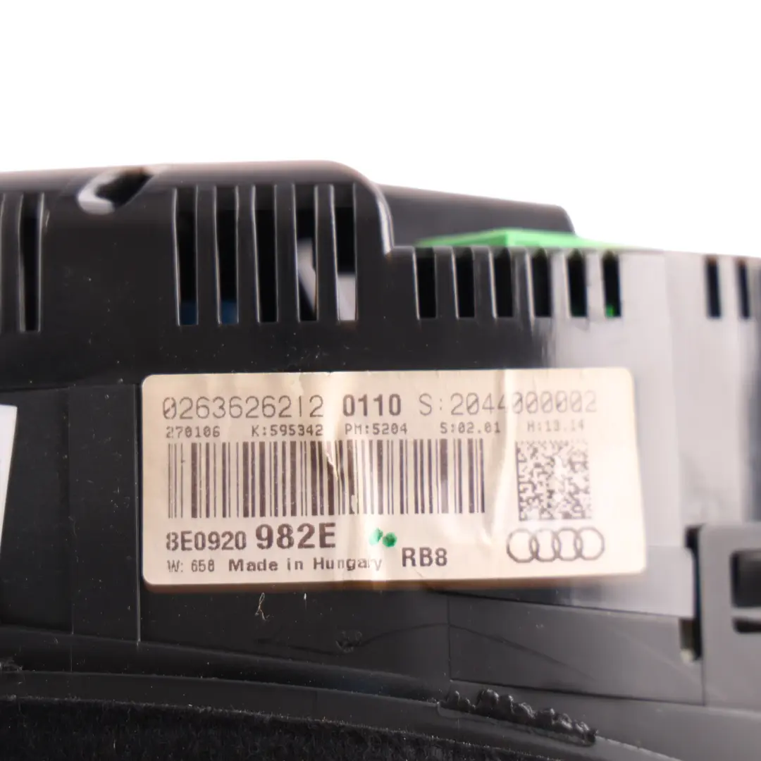 Speedometer Instrument Cluster 2.0 TFSI Petrol Manual to Audi A4 B7 with Part number 8E0920982E Audi A4 B7 Speedometer Instrument Cluster 2.0 TFSI Petrol Manual - SKU RHD-8E0920982E - Part number 8E0920982E