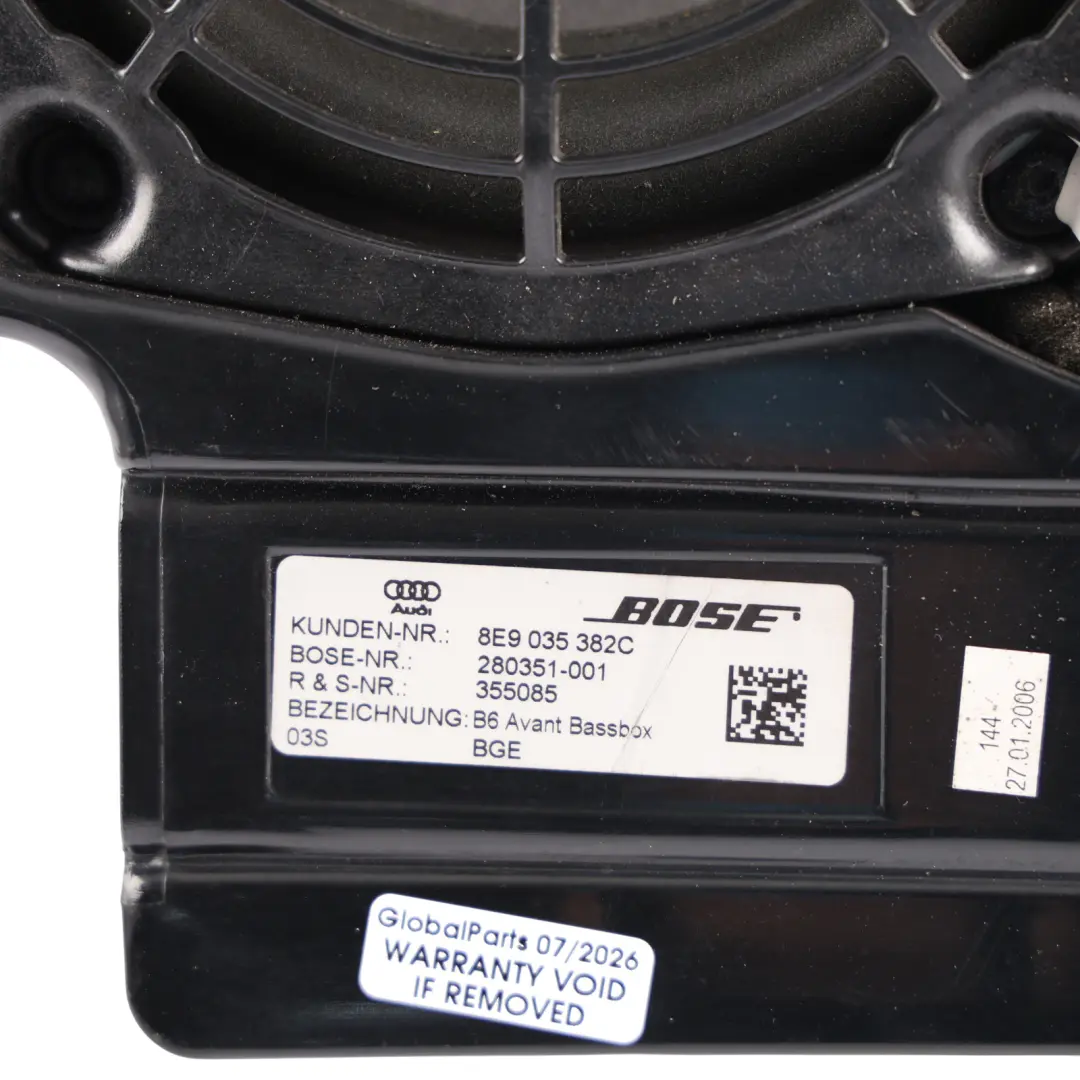 Audi A4 B7 Avant Rear Subwoofer Bass Speaker Amplifier - SKU 8E9035382C - Part number 8E9035382C