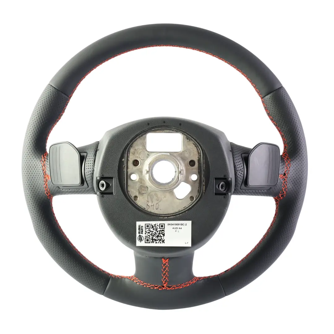 Audi A4 B8 A5 8T Steering Wheel S-Line NEW Black Leather Red Threads - SKU 8K0419091BC-2 - Part number 8K0419091BC