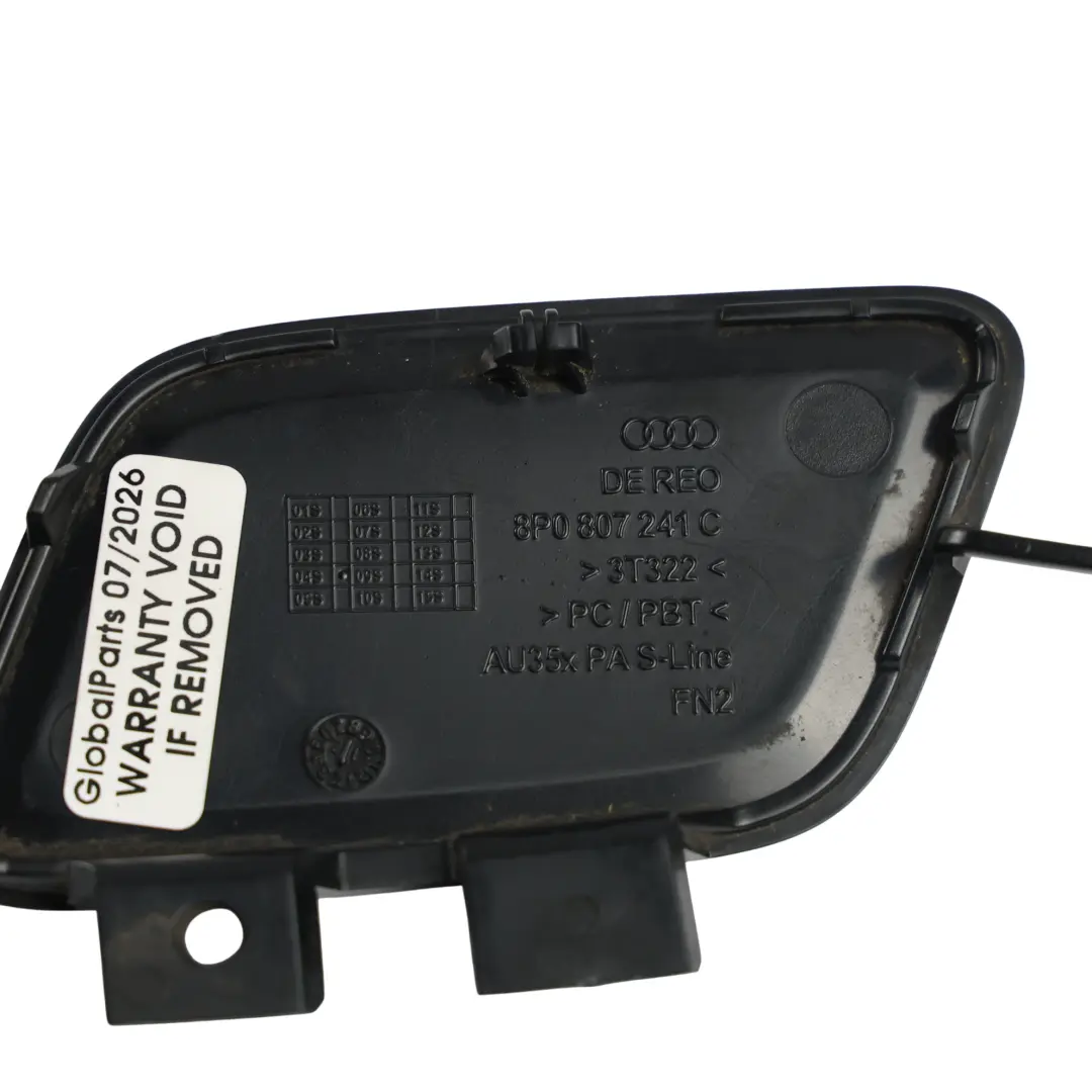 Audi A3 8P Front Bumper Tow Eye Hook Cover Cap Brilliant Black - Y9B - SKU 8P0807241C-BBL - Part number 8P0807241C