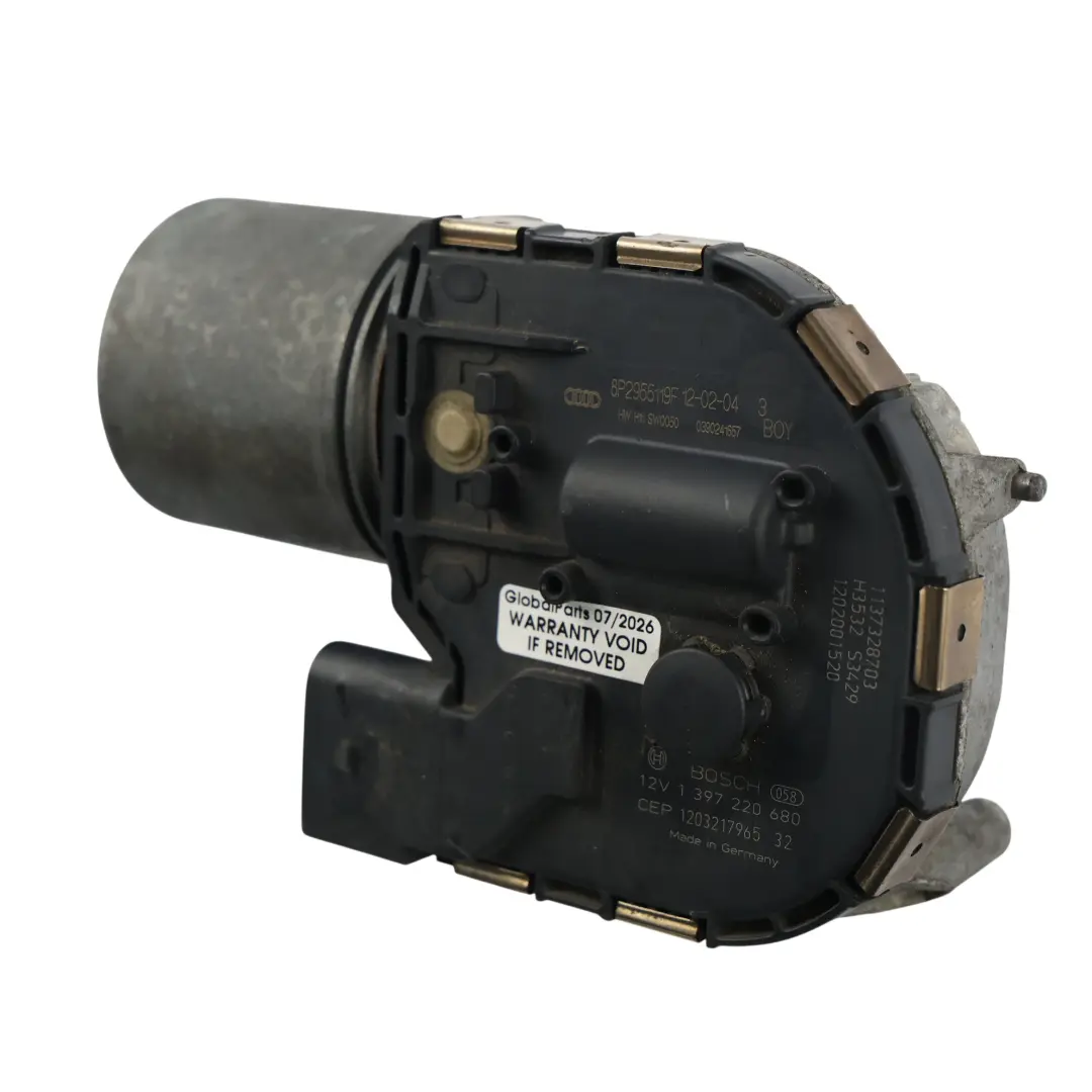 Windscreen Front Wiper Motor Assembly to Audi A3 8P with Part number 8P2955119F Audi A3 8P Windscreen Front Wiper Motor Assembly - SKU RHD-8P2955119F - Part number 8P2955119F