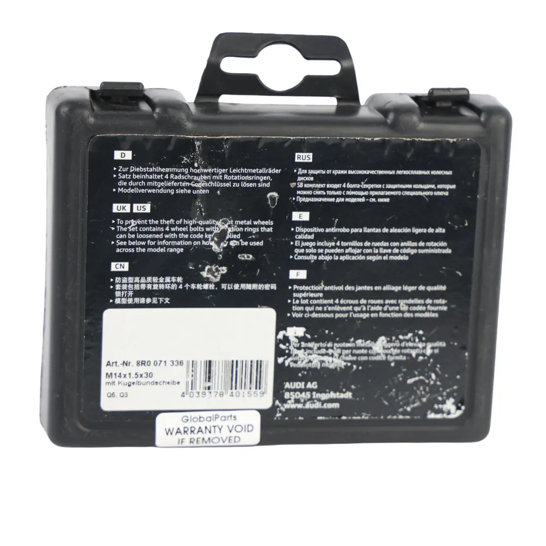 Śruby Zabezpieczające Koła M14X1.5X45 do Audi Q3 8U Q5 8R Q7 4L o numerze 8R0071336 Audi Q3 8U Q5 8R Q7 4L Śruby Zabezpieczające Koła M14X1.5X45 - SKU 8R0071336 - Numer Części 8R0071336