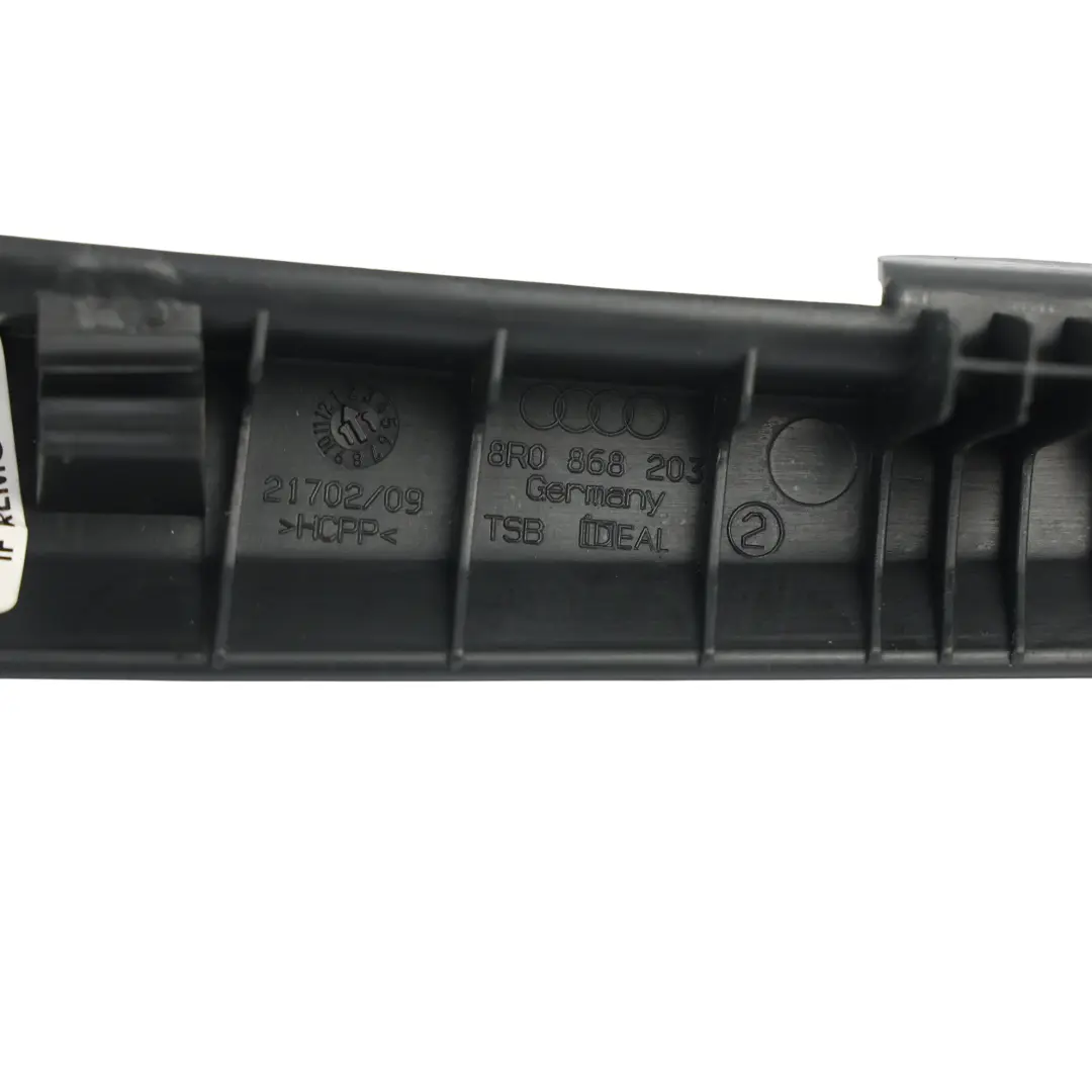 Audi Q5 8R Moldura Panel Lateral Pilar A Salpicadero Izquierdo Negro - SKU 8R0868203 - Número de pieza 8R0868203