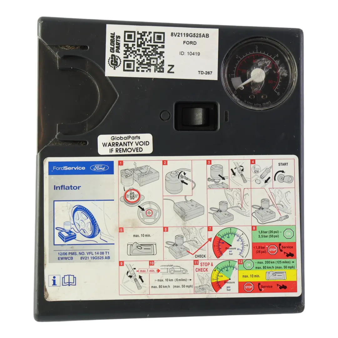 MK1 Puma CF7 Notfall Reifen Kompressor 8V211-9G525-AB für Ford B-Max mit Teilenummer 8V2119G525AB Ford B-Max MK1 Puma CF7 Notfall Reifen Kompressor 8V211-9G525-AB - SKU 8V2119G525AB - Teilenummer 8V2119G525AB