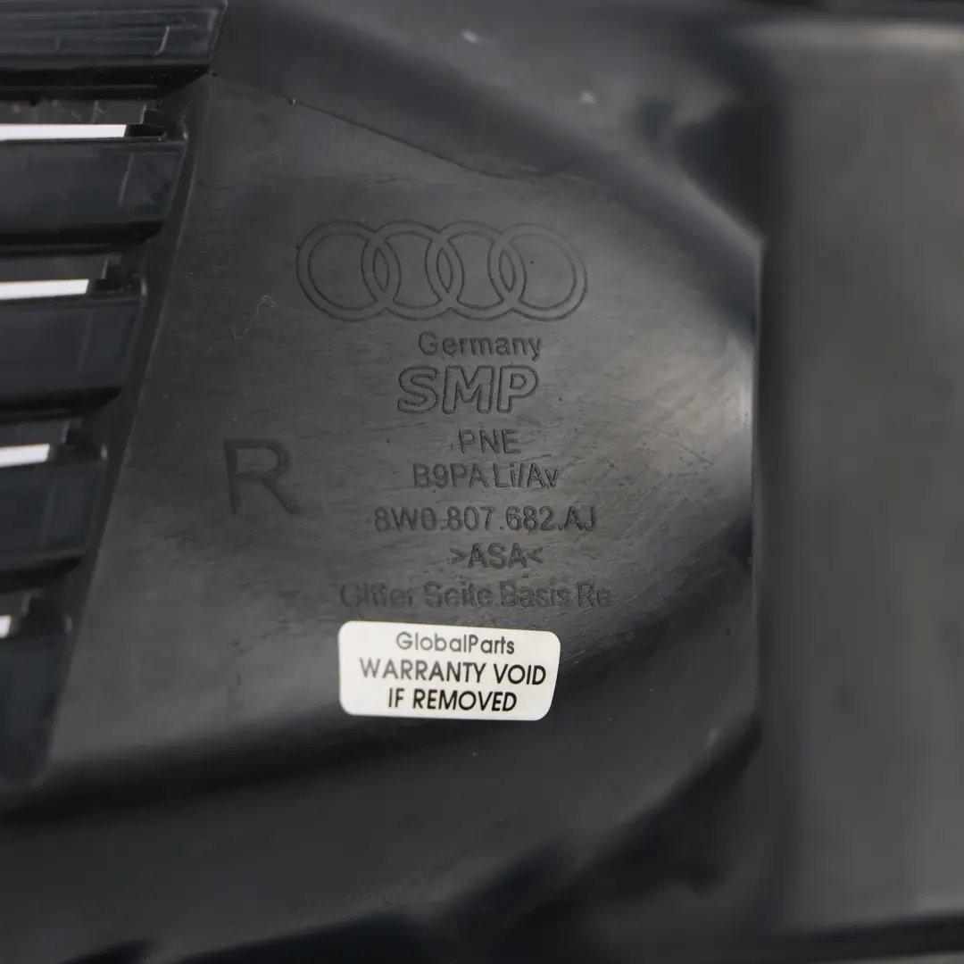 Audi A4 S4 B9 8W Front Bumper Grille Trim Right O/S Black - SKU 8W0807682AJ - Part number 8W0807682AJ