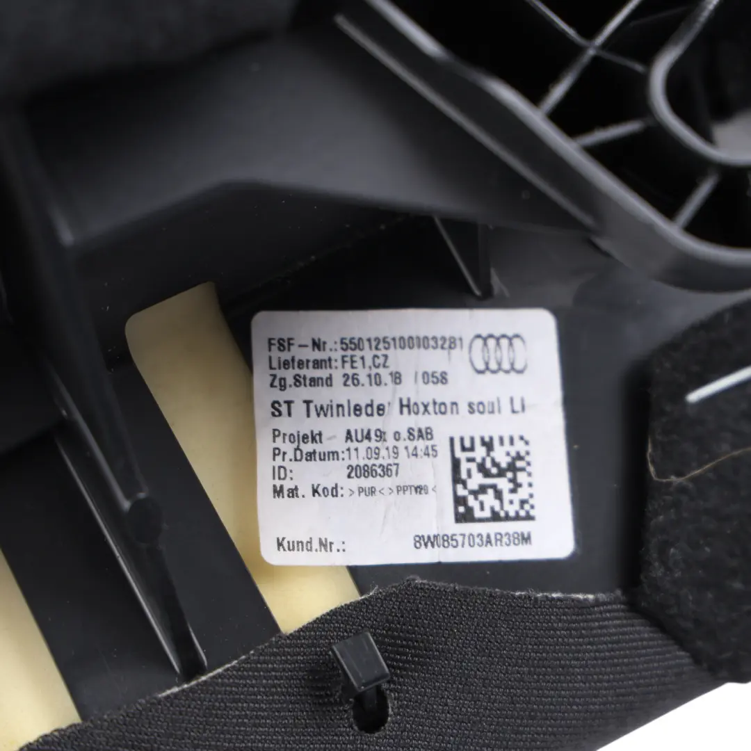 Bench Side Padding Left N/S Interior Black Leather to Audi A4 B9 Rear Seat with Part number 8W085703A Audi A4 B9 Rear Seat Bench Side Padding Left N/S Interior Black Leather - SKU 8W085703A - Part number 8W085703A