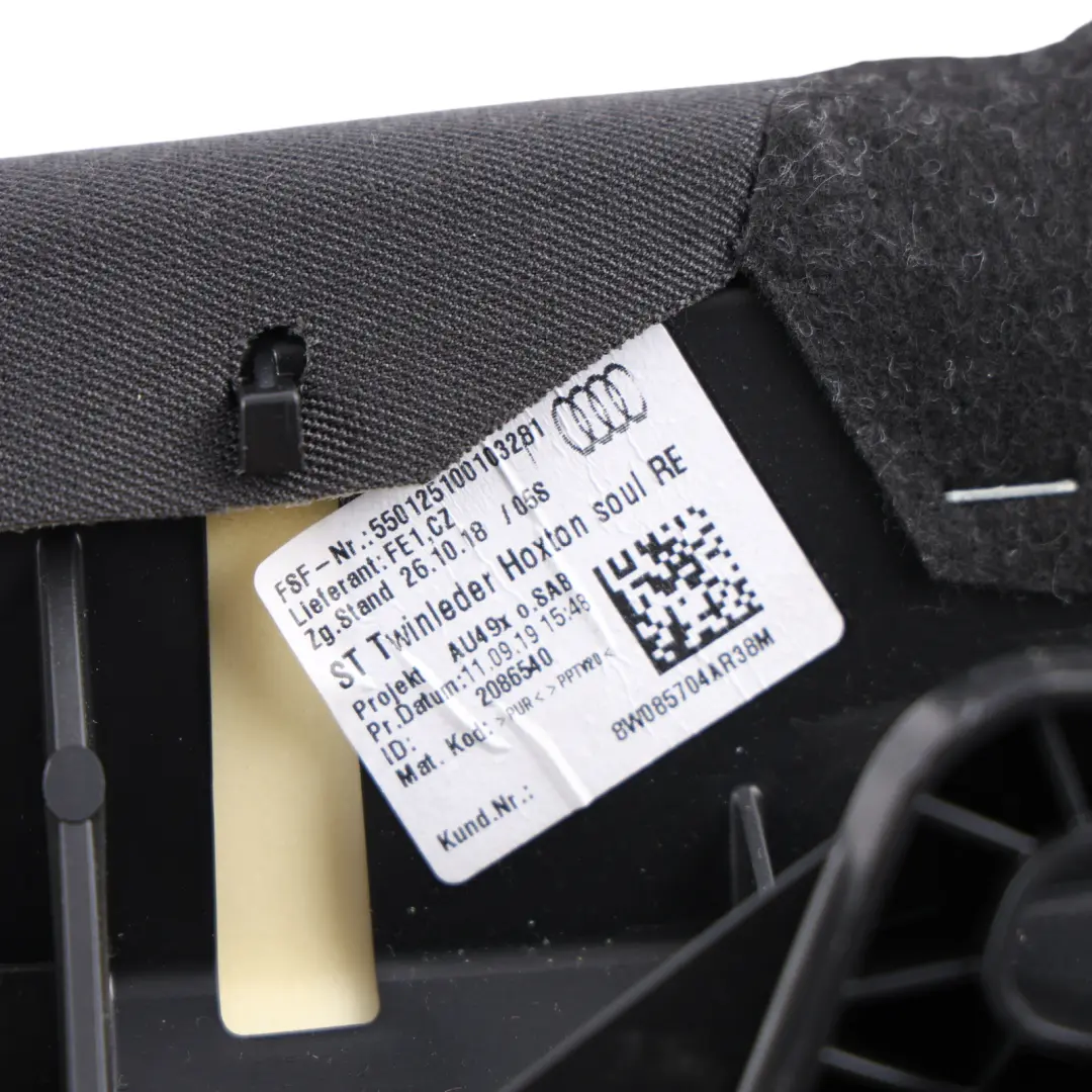 Audi A4 B9 Rear Seat Bench Side Padding Right O/S Interior Black Leather - SKU 8W085704A - Part number 8W085704A