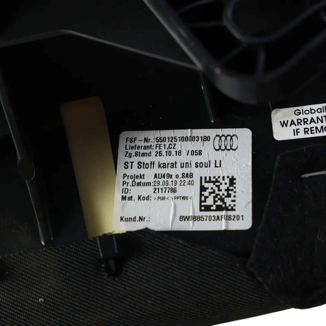 Bench Side Backrest Cover Trim Panel Left N/S to Audi A4 B9 Rear Seat with Part number 8W0885703AF Audi A4 B9 Rear Seat Bench Side Backrest Cover Trim Panel Left N/S - SKU 8W0885703AF - Part number 8W0885703AF