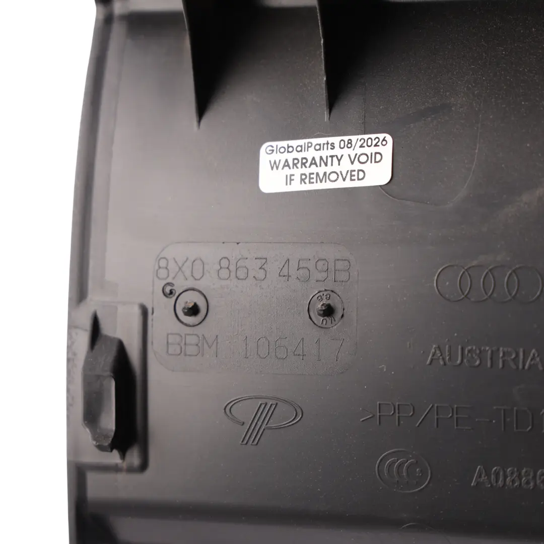 Audi A1 8X Boot Trunk Tailgate Lid Loading Lock Cover Trim Panel Rear - SKU 8X0863459B - Part number 8X0863459B