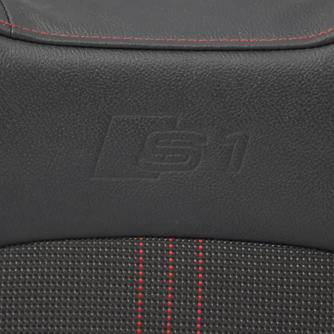 Audi S1 8X Przedni Prawy Oparcie Tkanina Skóra Czarny Czerwony Pomidorowy - SKU 8XG881806-2 - Numer Części 8XG881806