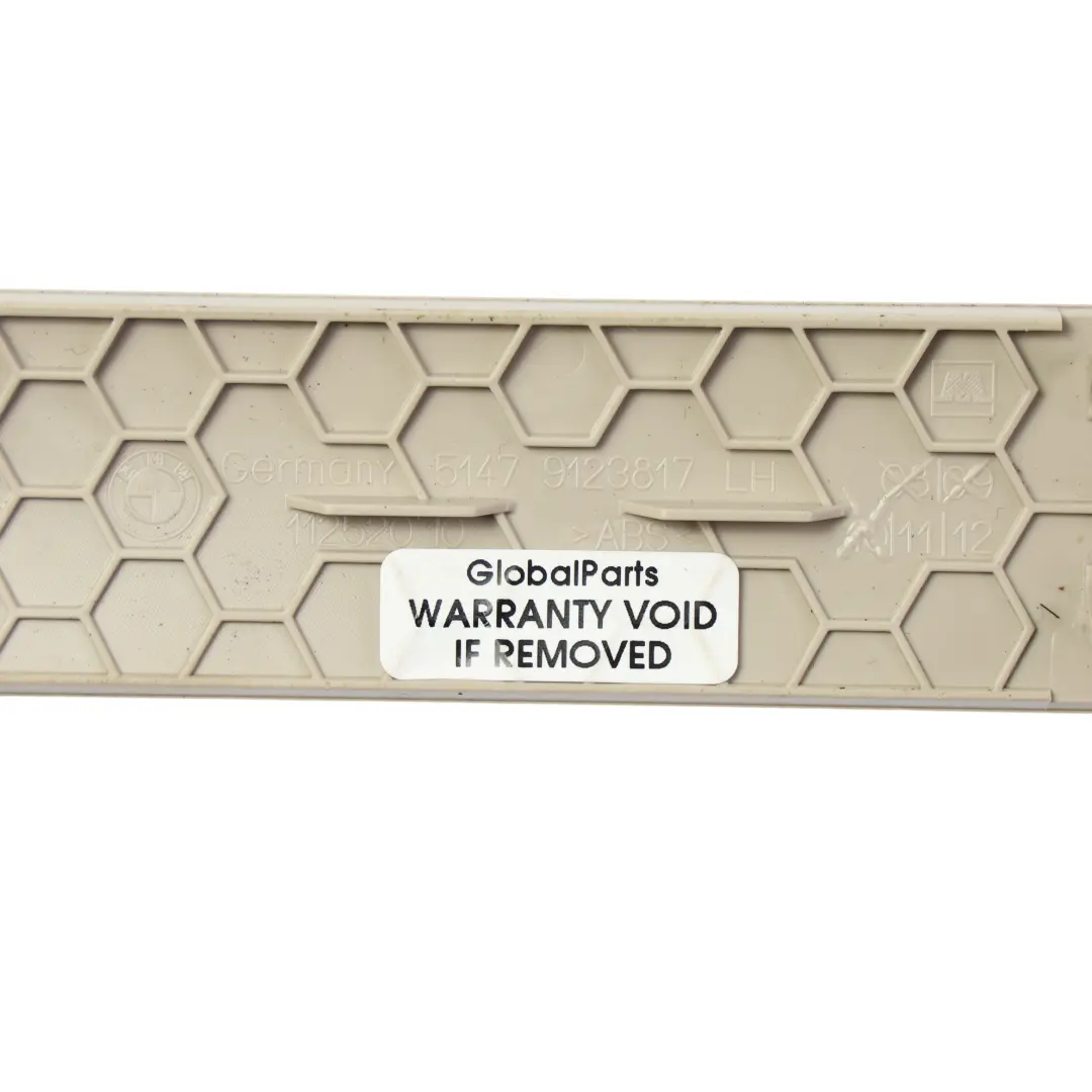Entrance Door Cover Trim Panel Strip Rear Left N/S Oyster to BMW F01 F04 with Part number 9123817 BMW F01 F04 Entrance Door Cover Trim Panel Strip Rear Left N/S Oyster - SKU 9123817 - Part number 9123817