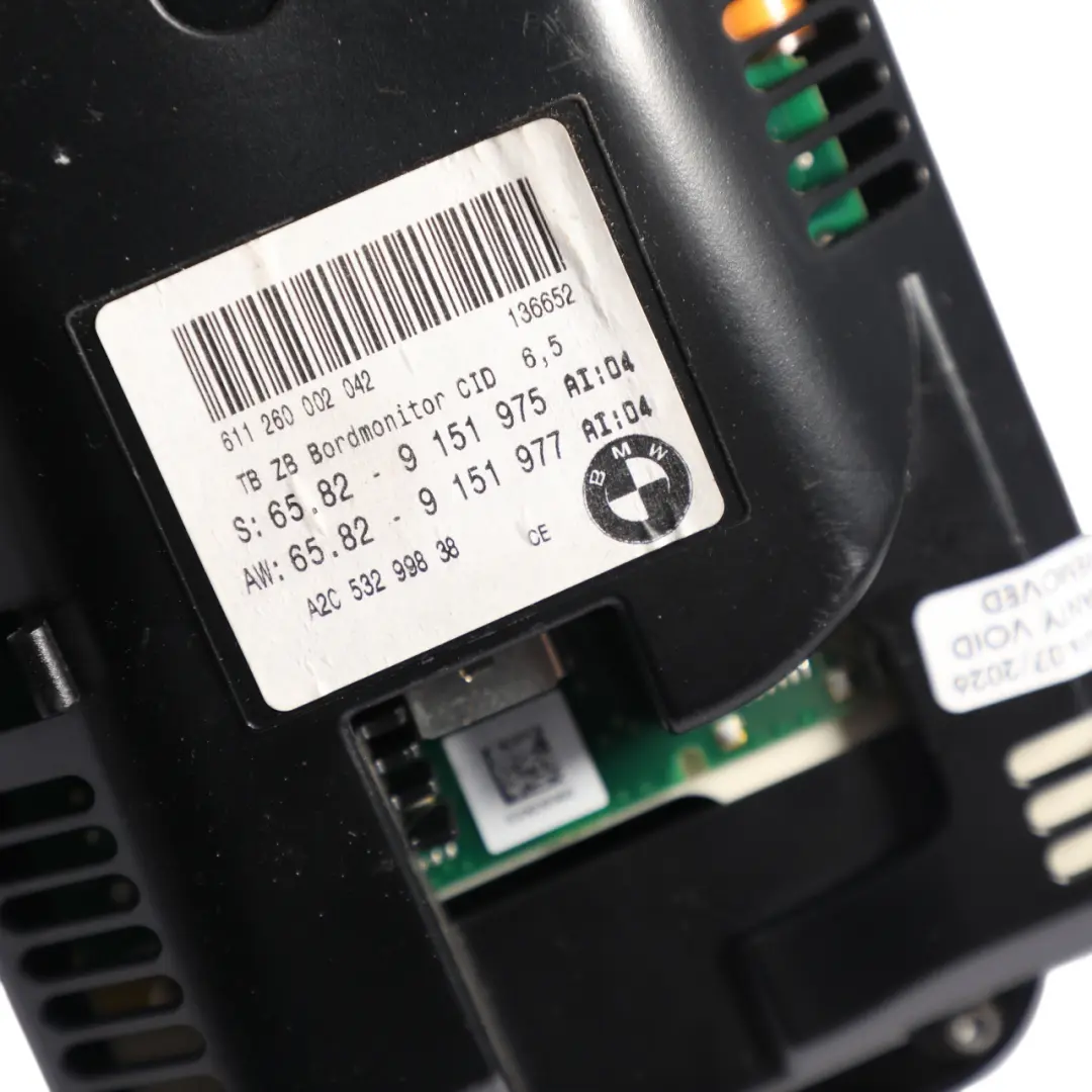 Display Screen BMW E60 E63 E64 6,5" Dashboard On Board Monitor Sat Nav 6973671 to with Part number 9151975 Display Screen BMW E60 E63 E64 6,5" Dashboard On Board Monitor Sat Nav 6973671 - SKU 9151975-1 - Part number 9151975