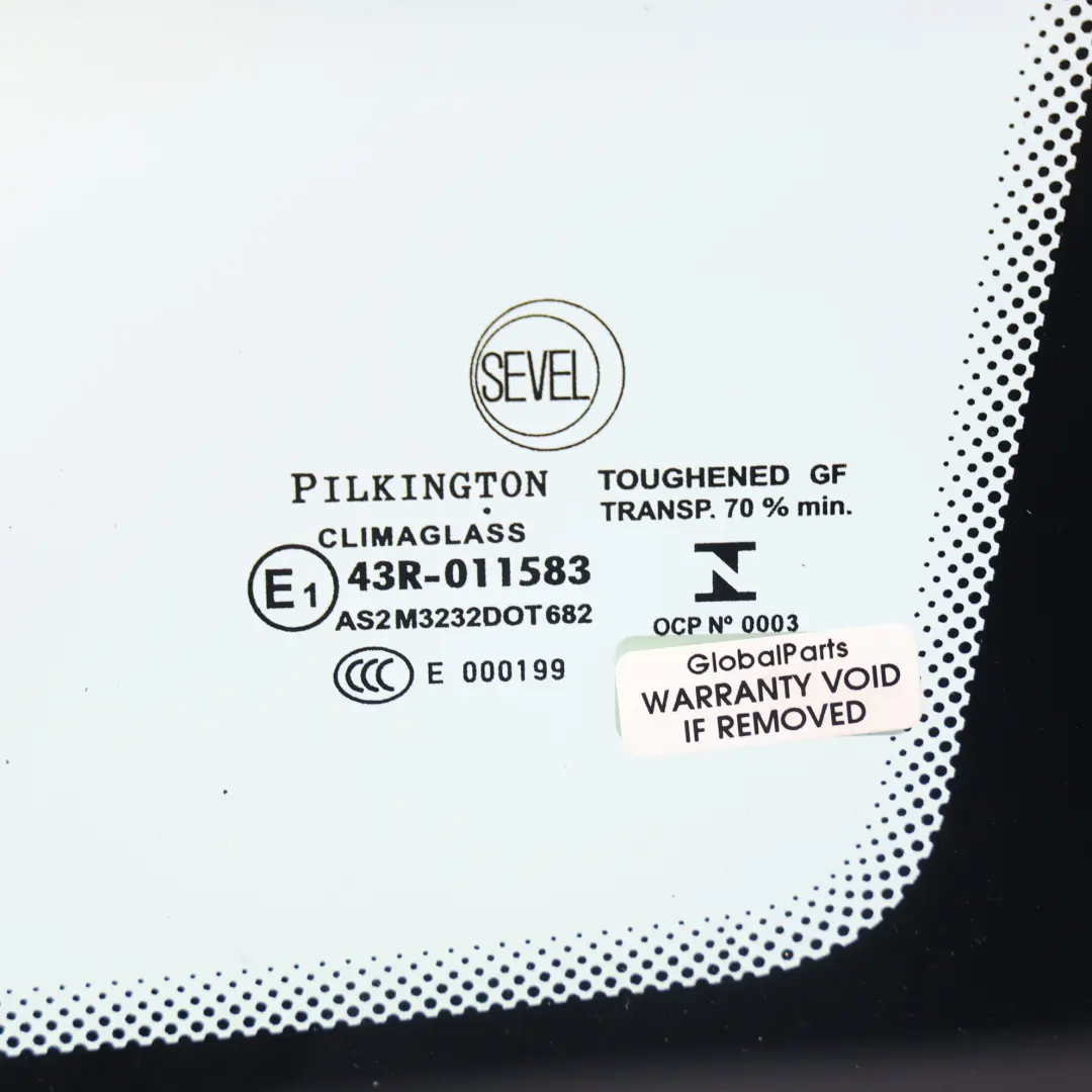 Citroen Jumper Peugeot Boxer Vetro Quarto Anteriore Sinistro AS2 per con numero di parte 926552 Citroen Jumper Peugeot Boxer Vetro Quarto Anteriore Sinistro AS2 - SKU 926552-1 - Numero di parte 926552