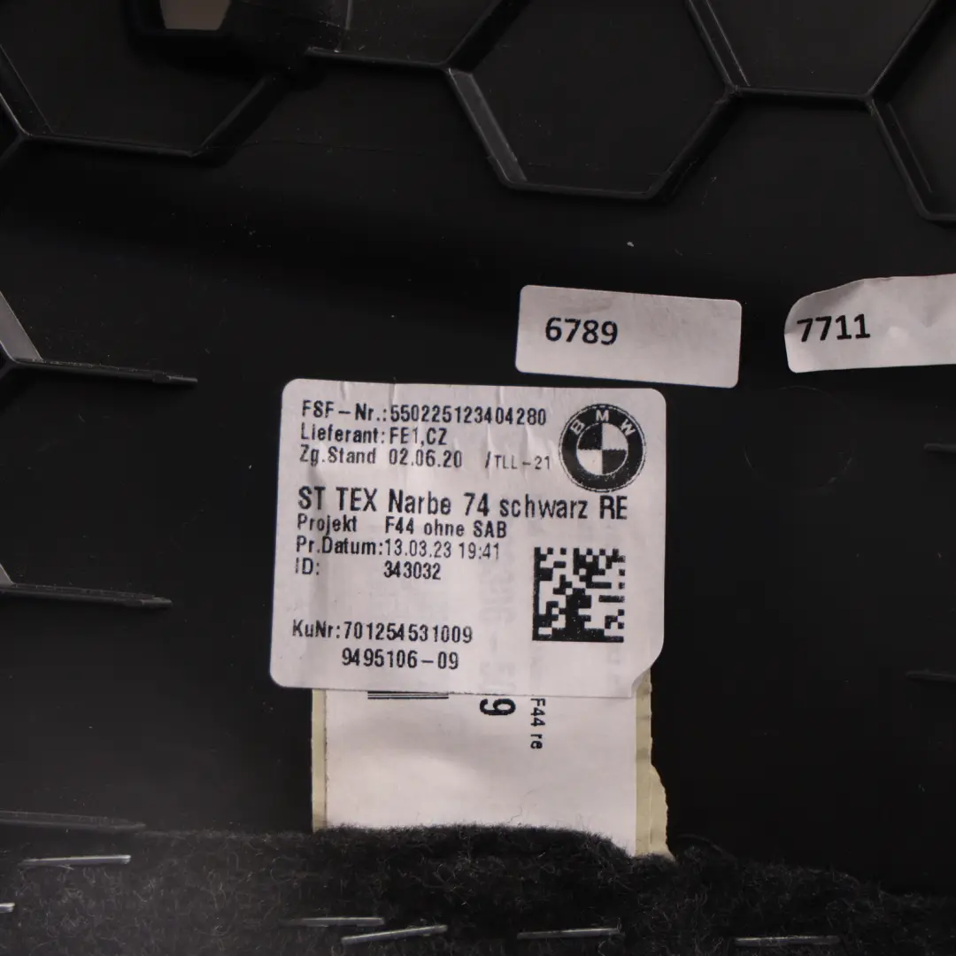 BMW F44 Gran Coupe Rear Seat Trim Cover Panel Right O/S Side Black - SKU 9495106 - Part number 9495106