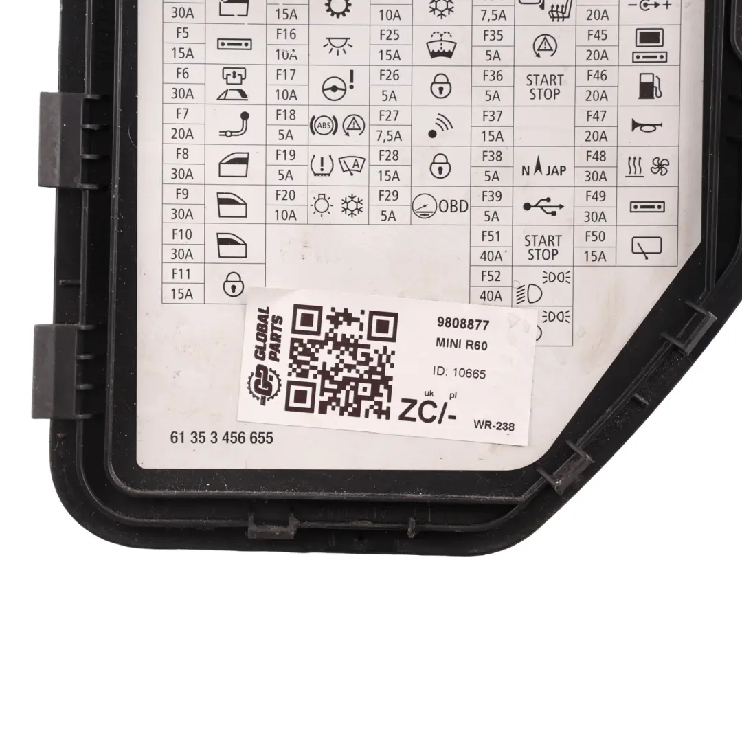 Mini Countryman R60 Couvercle Boîtier Fusibles Habitacle Panneau - SKU 9808877 - Numéro de pièce 9808877
