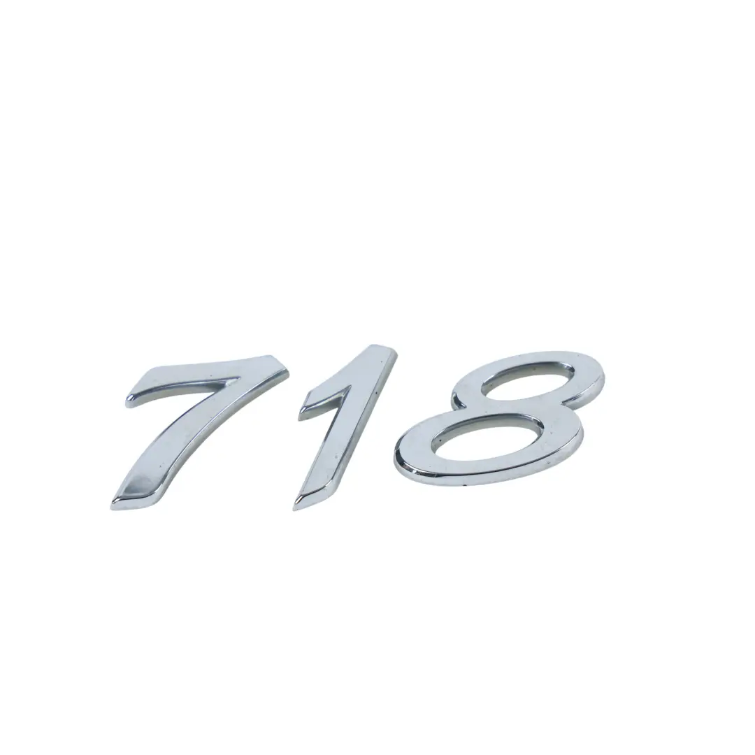 Porsche 718 Boxster 982 Heck Emblem Abzeichen Silber Chrom - SKU 982853675A - Teilenummer 982853675A