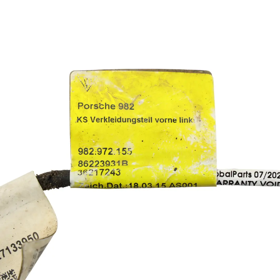 Porsche 718 Boxster 982 Front Wiring Cable Harness Left N/S - SKU 982972155 - Part number 982972155