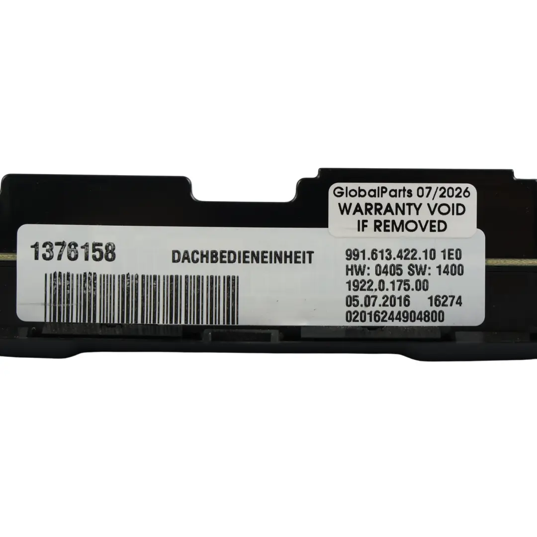 Porsche 718 Boxster 982 Luce Plafoniera Interna Console Nero - SKU 99161342210 - Numero di parte 99161342210