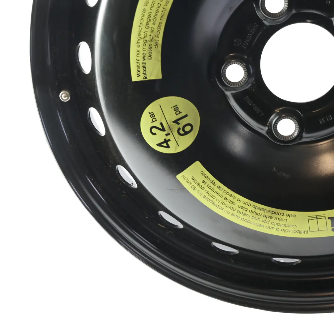 Mercedes W212 Jante Acier Roue Secours 17" 4J ET:39 - SKU A2124000002-1 - Numéro de pièce A2124000002
